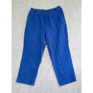 Denim & Co Womens Blue Elastic‎ Waist Straight Leg Pull On Denim Pants Size LP